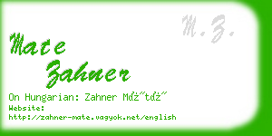 mate zahner business card